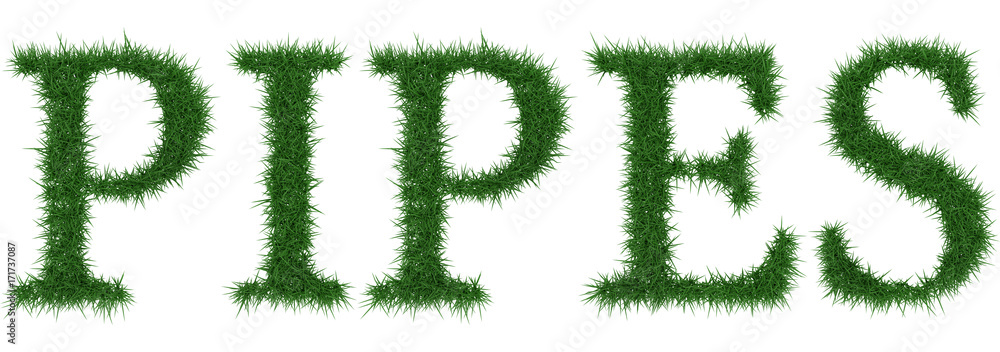 Pipes - 3D rendering fresh Grass letters isolated on whhite background. Pipes - 3D rendering fresh Grass letters isolated on whhite background.