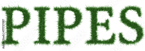 Pipes - 3D rendering fresh Grass letters isolated on whhite background.