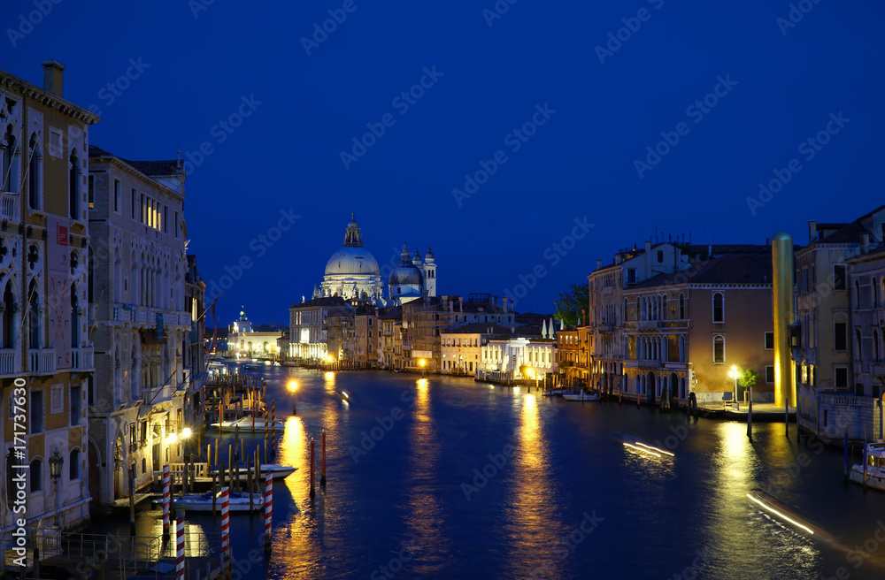 Grand canal cityscape in the evening in Venice, Italy