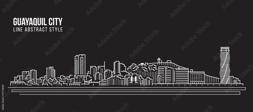 Cityscape Building Line art Vector Illustration design - Guayaquil city