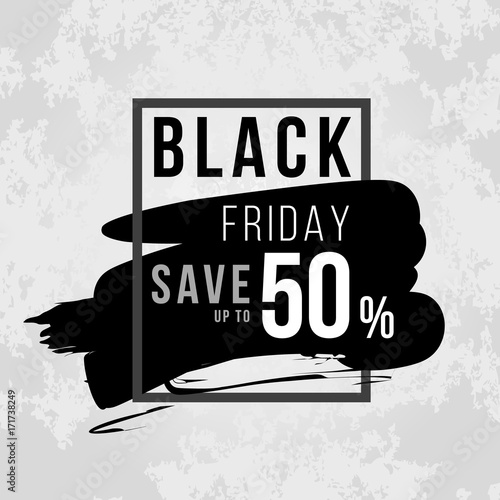 Black friday banner with  Black friday  save up to 50% on black ink and box frame vector design