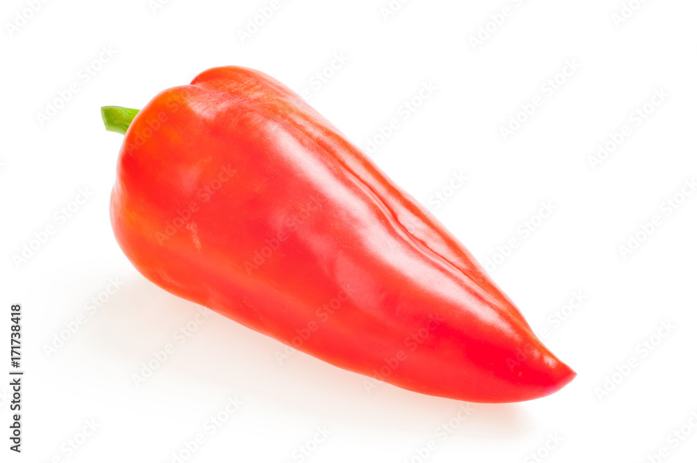 raw red ripe pepper, isolated on white raw red ripe pepper, isolated on white