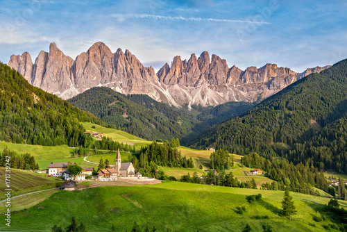 Stunning Funes valley in Dolomites, Italy, HDR