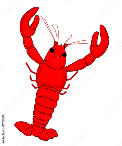 Red Shrimp vector cartoon design.