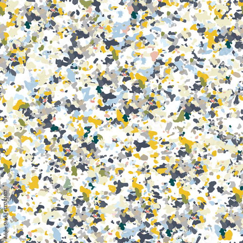 Terrazzo textured surface modern abstract pattern. Vector seamless repeat in motley colors.