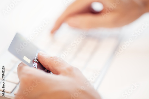 Paying online with credit card. Concept of paying on the net.