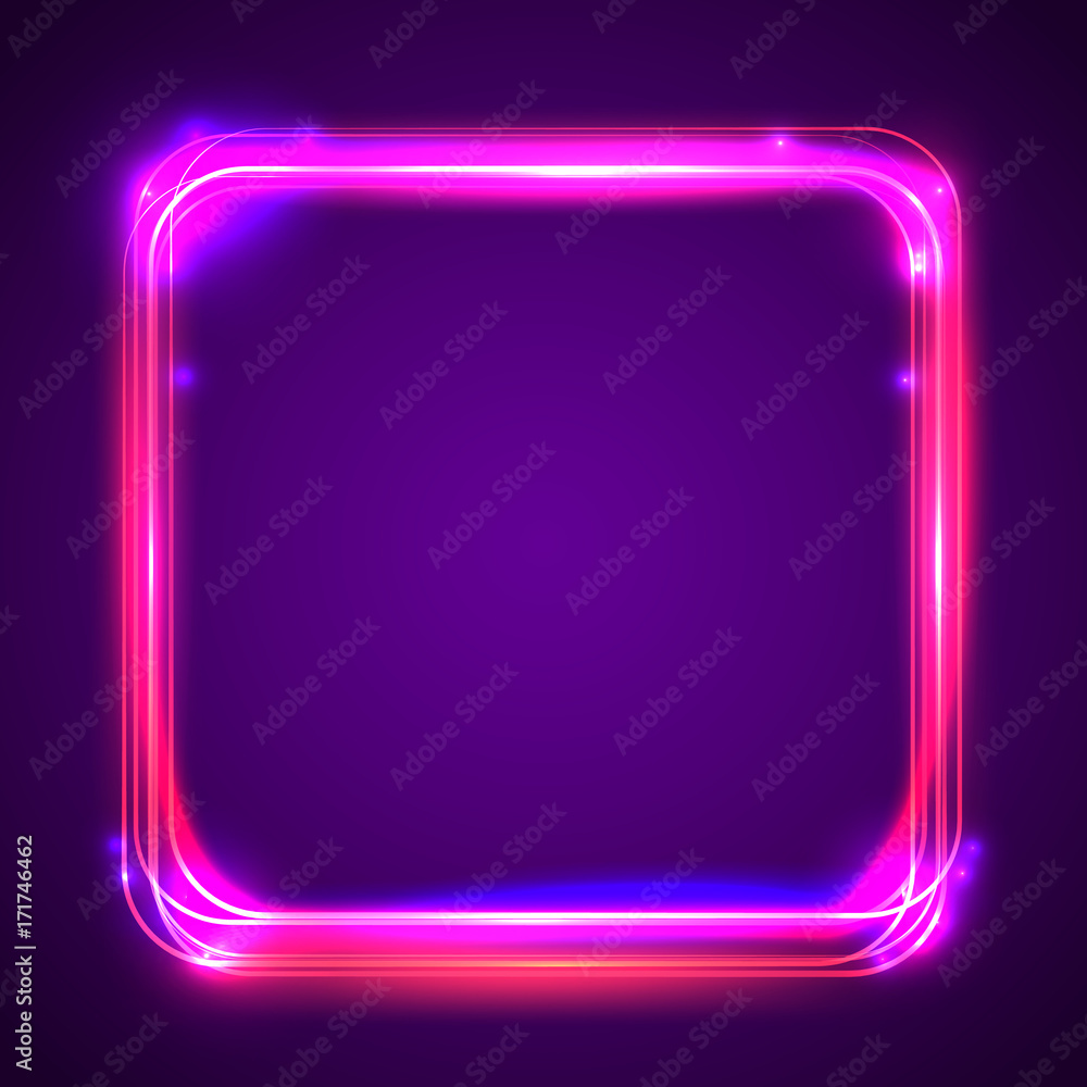Vector round light frame. Shining square banner. Vector round light frame. Shining square banner.