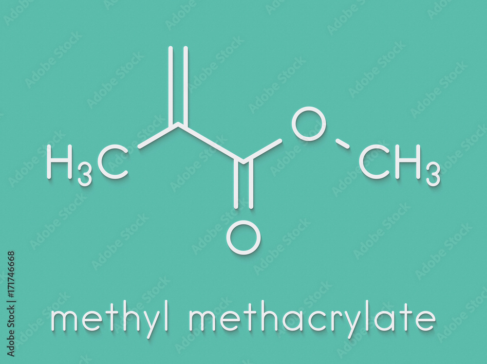 Methyl methacrylate molecule, poly(methyl methacrylate) or acrylic