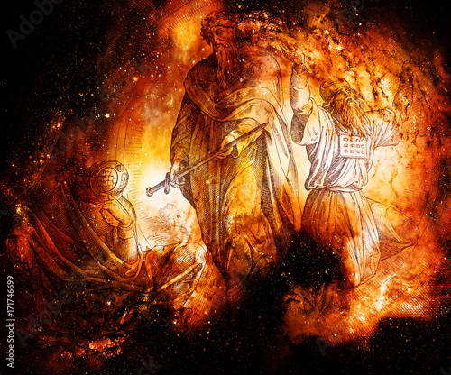 Φωτογραφία Revelation of jeremiah, graphic collage from engraving of Nazareene School, published in The Holy Bible, St