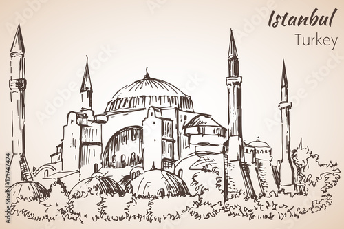 Istanbul Hadia Sophia museum - Ayasofya. Turkey. Sketch.