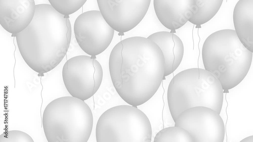 Rising balloons on white background looped