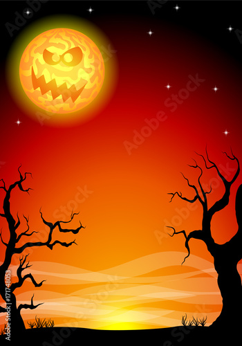 unheimlicher Halloween Hintergrund mit einem Vollmond