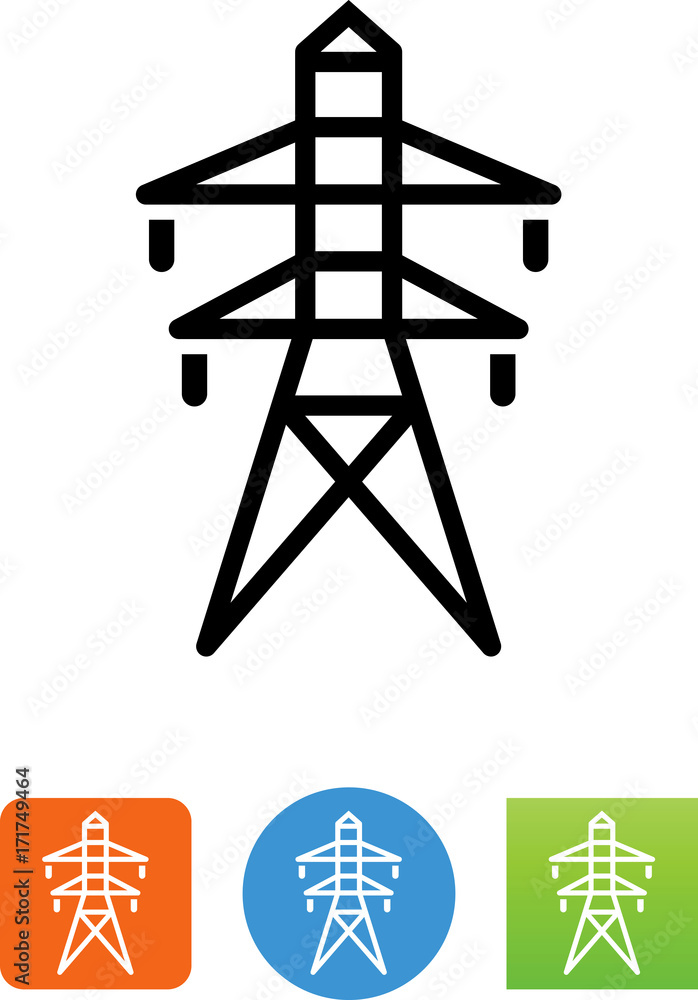 Overhead Power Line Icon - Illustration Overhead Power Line Icon - Illustration