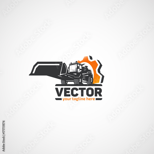 Construction loader with bucket and gear.