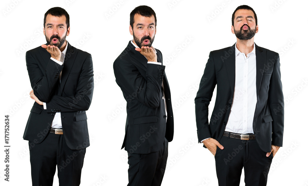 Set of Handsome businessman sending a kiss Set of Handsome businessman sending a kiss