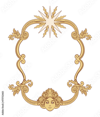 Vintage richly decorated frame in rococo style for menus, ads, a