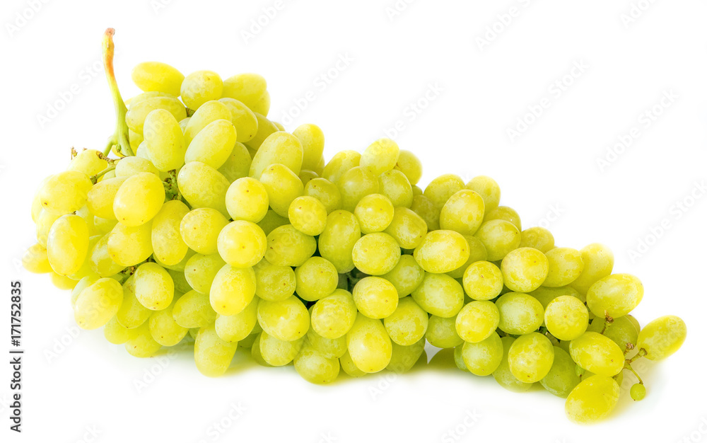 White grape berry bunch isolated on white background