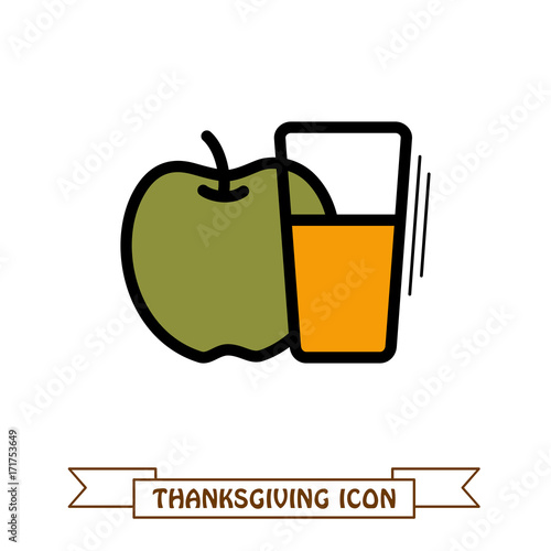 Glass of fresh apple juice icon. Thanksgiving