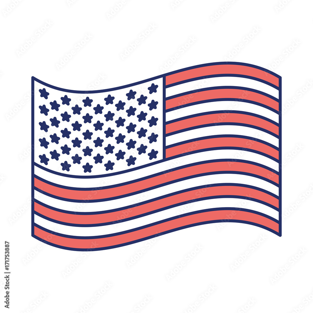 Fototapeta premium flag united states of america waving design color sections silhouette on white background vector illustration