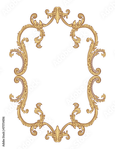Vintage richly decorated frame in rococo style for menus, ads, a