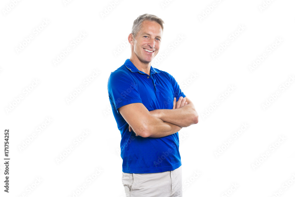 Portrait of confident mature man standing on white background Portrait of confident mature man standing on white background