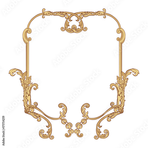 Vintage richly decorated frame in rococo style for menus, ads, a