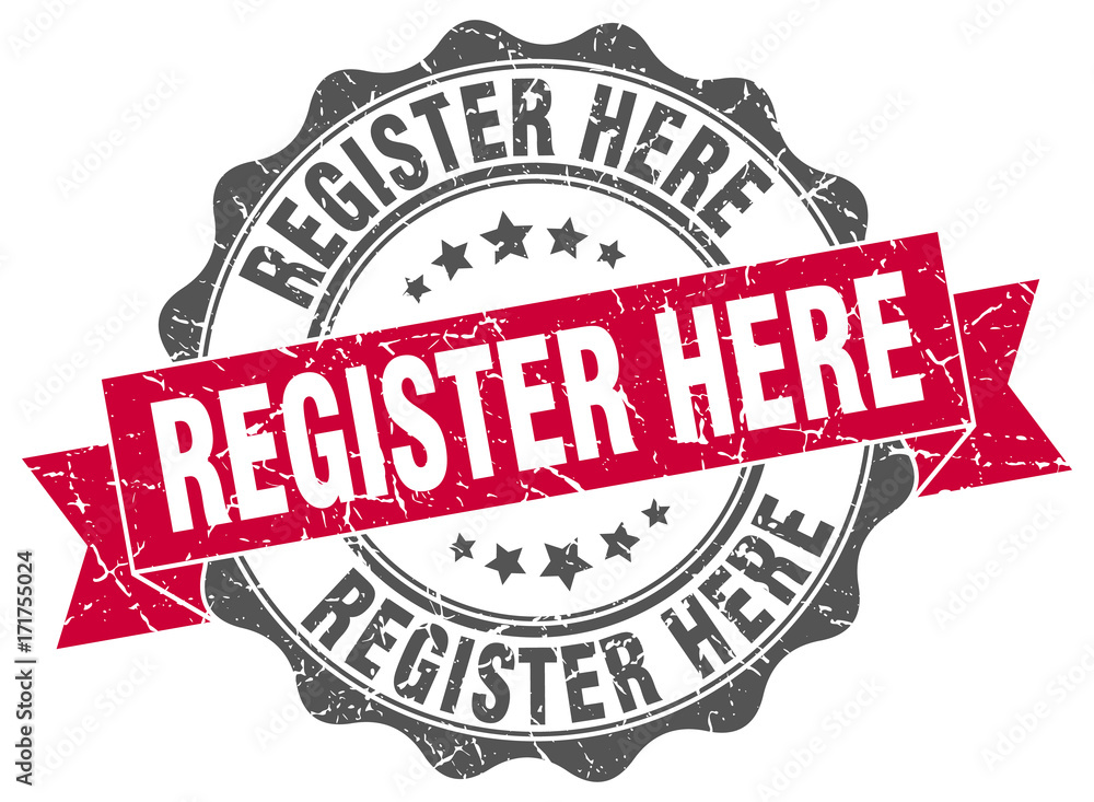 Obraz premium register here stamp. sign. seal