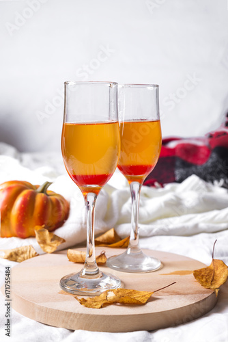 Autumn arrangement with wine