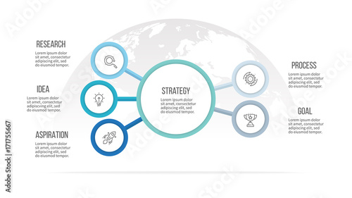 Business infographic. Organization chart with 5 options. Vector template.