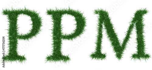 Ppm - 3D rendering fresh Grass letters isolated on whhite background.