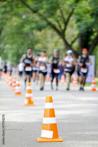 Stock Photo - Blurr group of marathon racers running