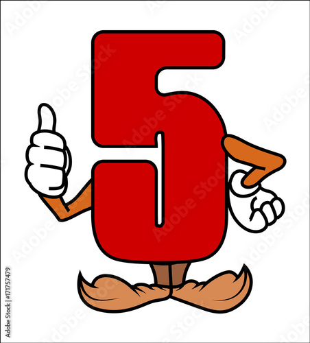 Cartoon Number Five Vector