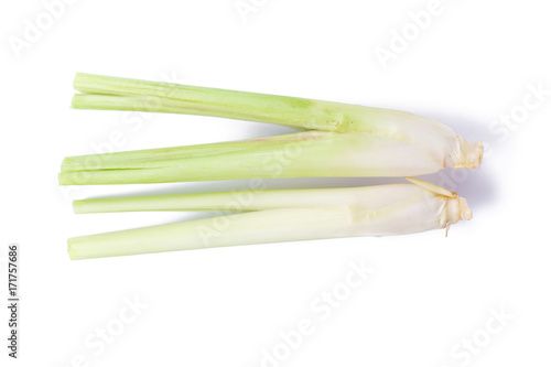 Fresh Lemongrass isolated on white background. Top View