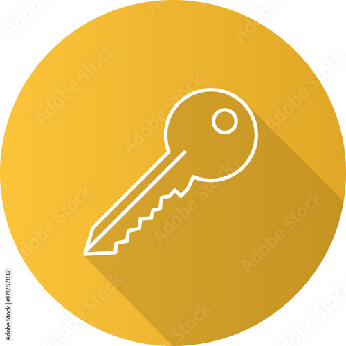 Key flat linear long shadow icon