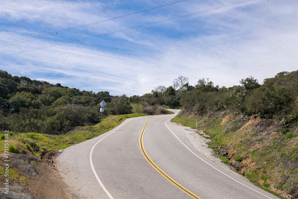 Following San Andreas Fault, Los Trancos Woods, San Mateo County, California, USA