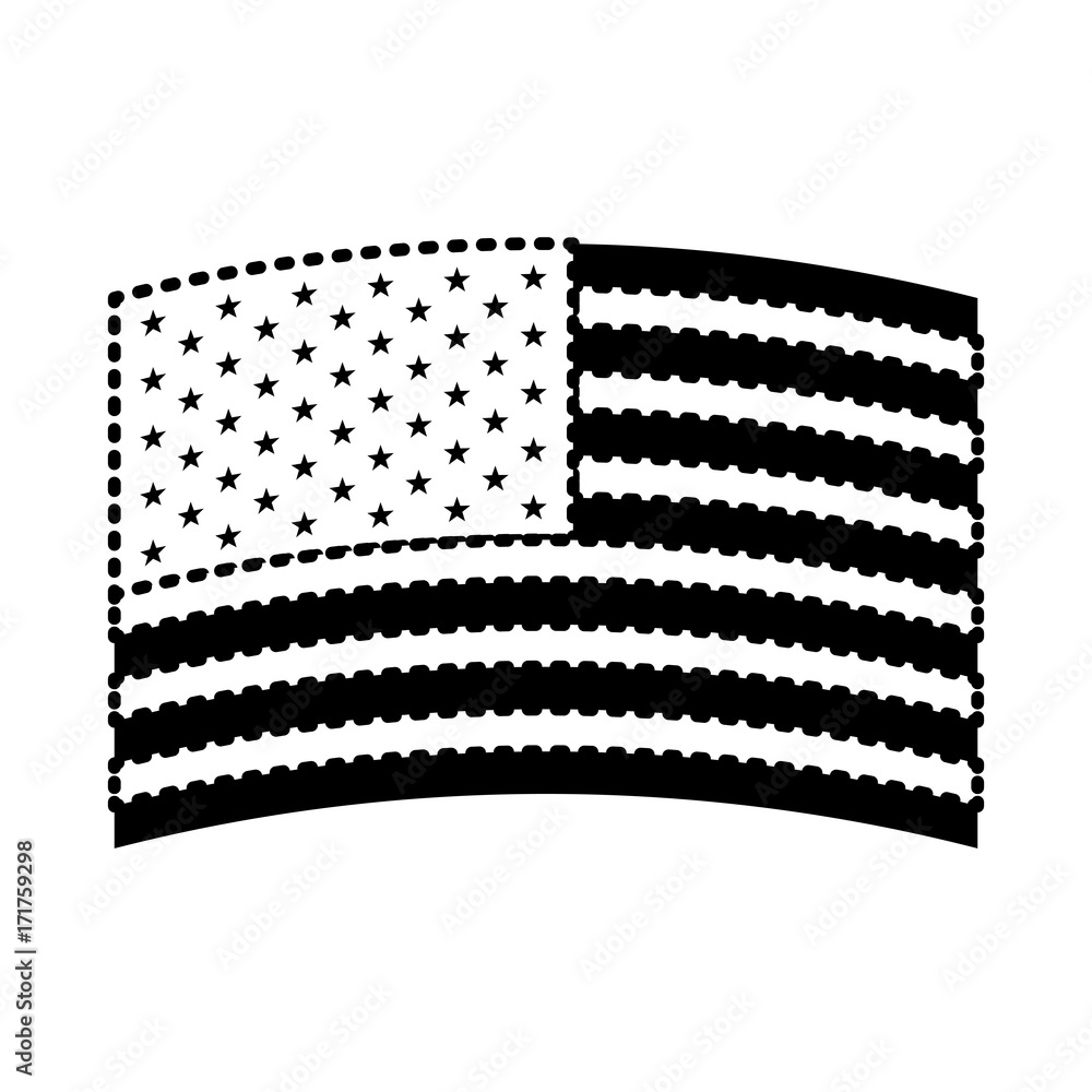 flag united states of america wave in design black silhouette on white background vector illustration