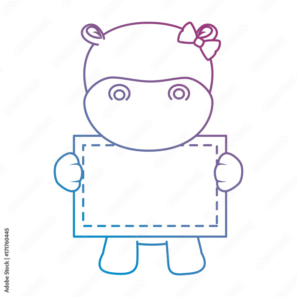 cute hippo with banner character icon cute hippo with banner character icon