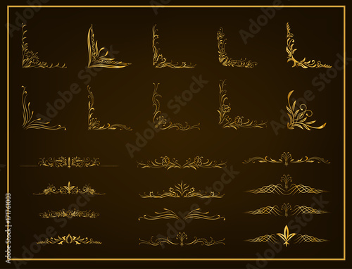 gold calligraphic design elements