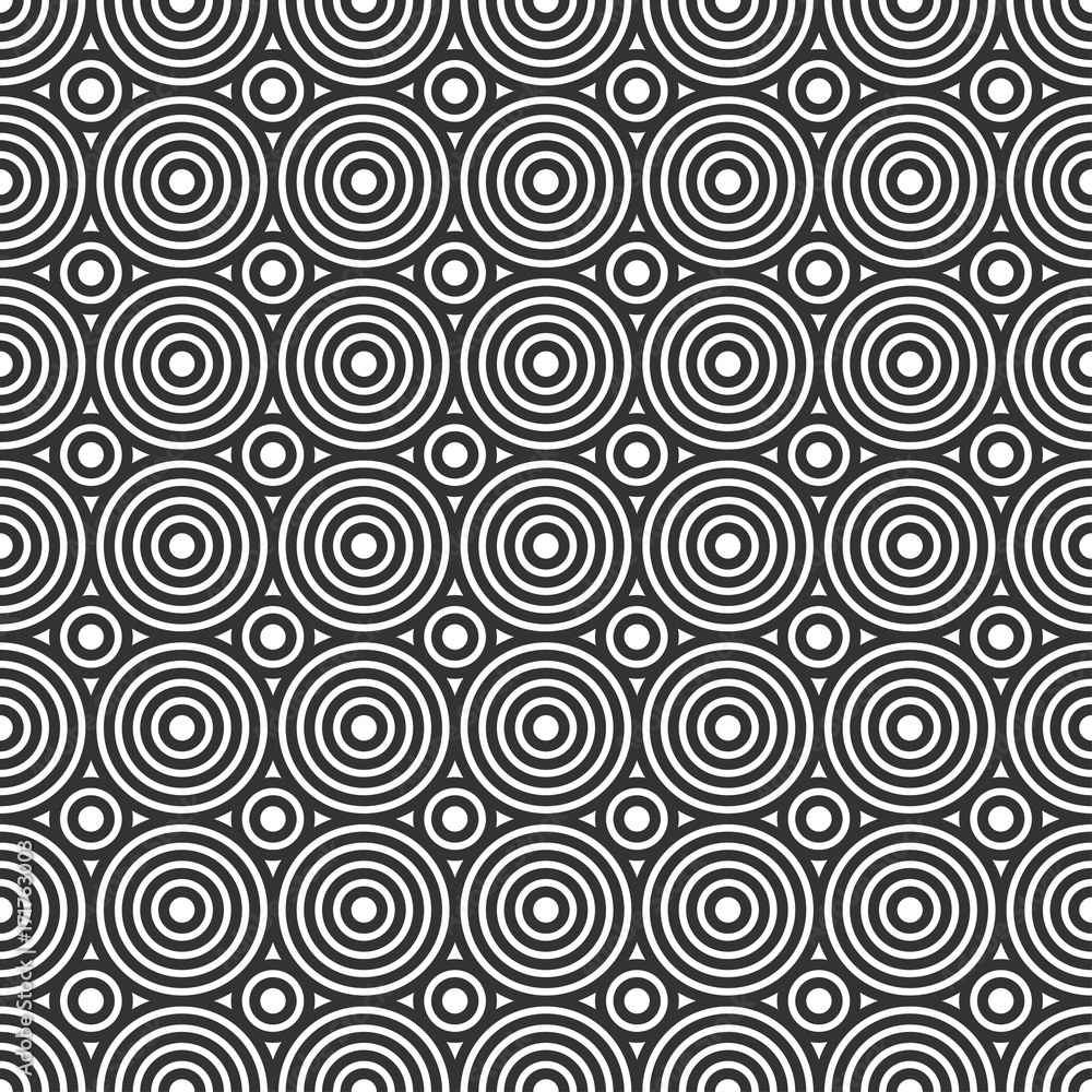 Round monochrome shape. Geometric seamless pattern