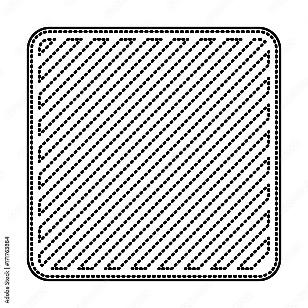square emblem in monochrome dotted contour and striped vector illustration