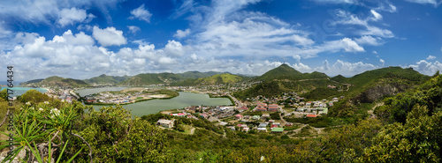 Panoramic view of the port of Phillipsburg Sint Maarten from a bird's eye view.