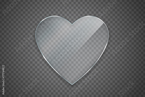 Vector isolated realistic heart glass on the transparent background for decoration and covering.