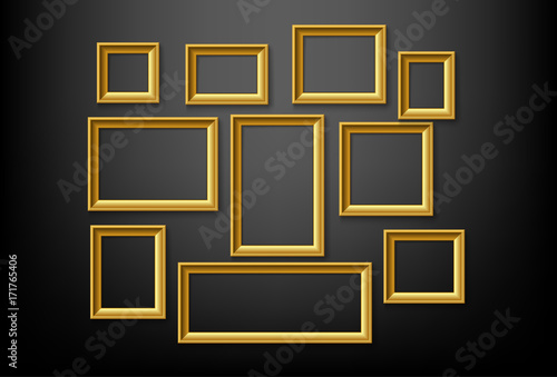 gold picture frame set on wall