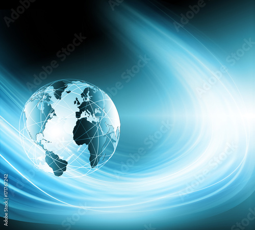 Best Internet Concept of global business. Globe  glowing lines on technological background. Wi-Fi  rays  symbols Internet  3D illustration