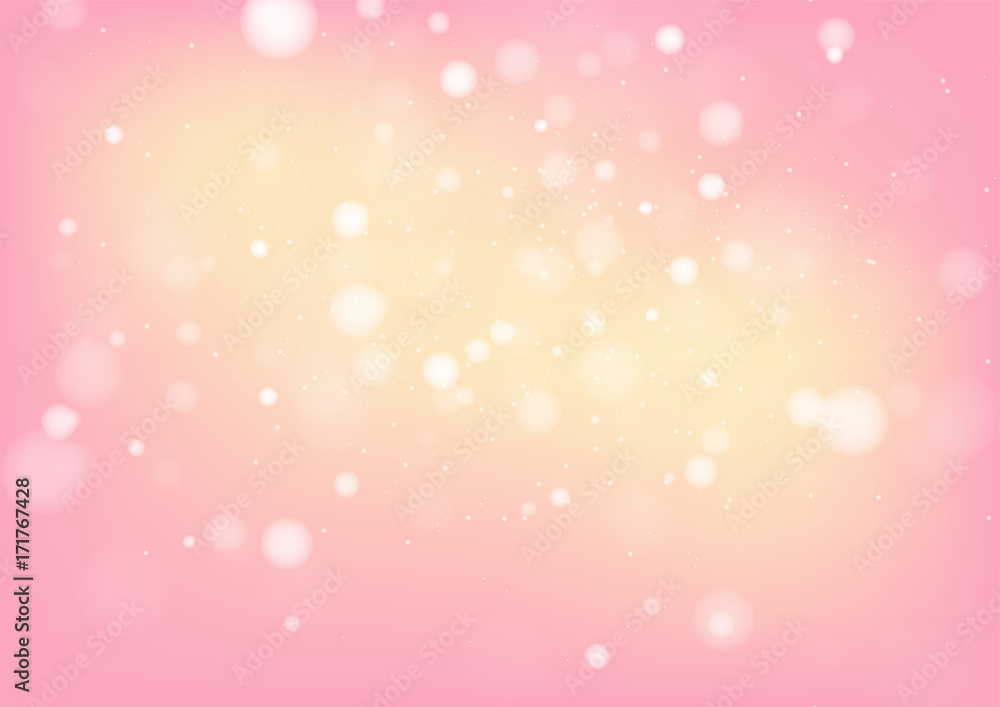 Blur bokeh of light on pink background. Vector illustration