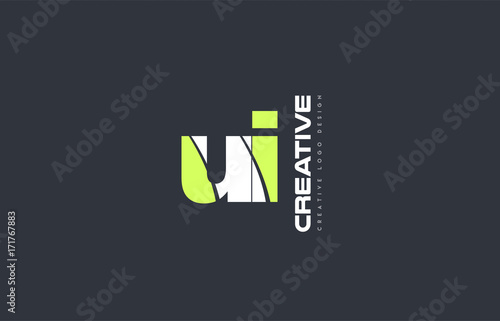 green letter ui u i combination logo icon company design joint joined