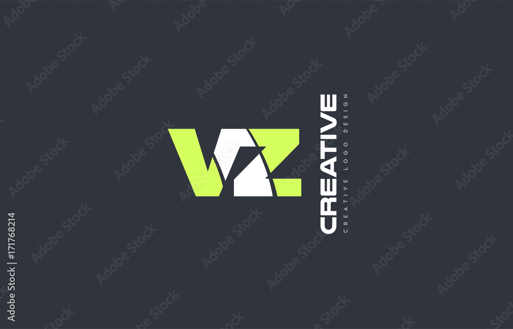 green letter vz v z combination logo icon company design joint joined ...