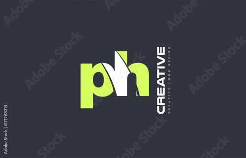 green letter ph p h combination logo icon company design joint joined