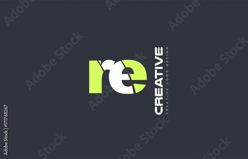 green letter re r e combination logo icon company design joint joined