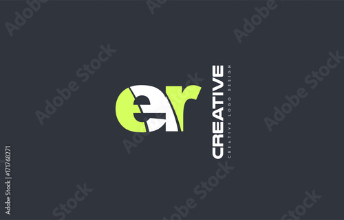 green letter er e r combination logo icon company design joint joined